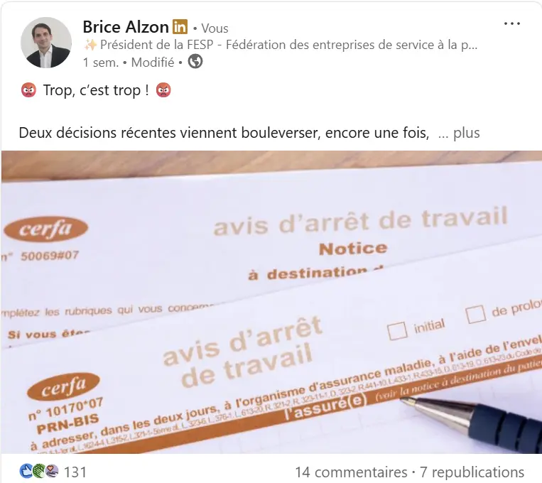 LinkedIn - Les arrêts de travail