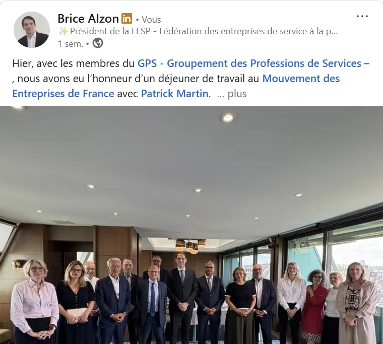 LinkedIn - Déjeuner au Groupement des Professions de Service